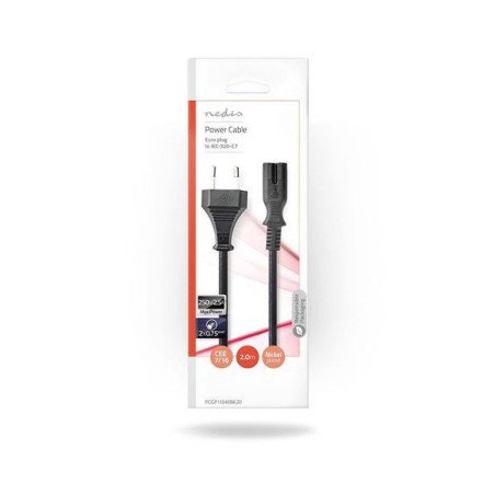 CABLE D ALIMENTATION- STANDARD 2 PORTS POUR SATURN/DREAMCAST/XBOX/PS1/PS2/PS3 SLIM PS4 - CEI-320-C7- 2 M- NOIR