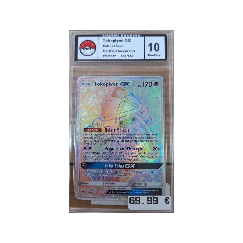 Pokémon - Carte à l'unité -  Tokopiyon Gx  (155/145) grade 10 Akasu Grading