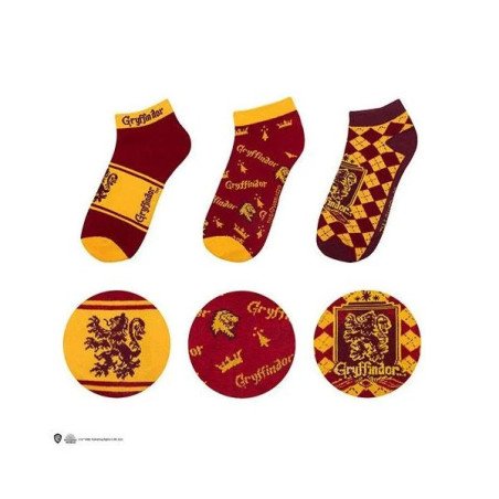 HARRY POTTER - LOT 3 PAIRES DE SOCQUETTES DU 35 AU 45 - GRYFFINDOR