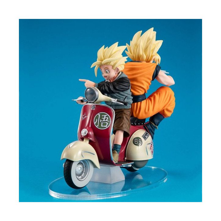 Dragon Ball Z - Figurine 16 cm - Megahouse - Super Saiyan Son Goku & Super Saiyan Son Gohan & Motorbike