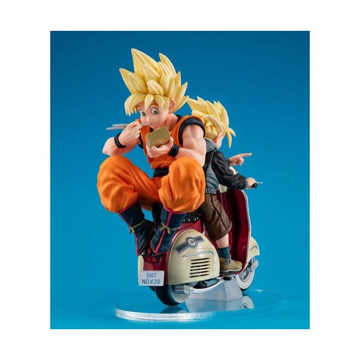 Dragon Ball Z - Figurine 16 cm - Megahouse - Super Saiyan Son Goku & Super Saiyan Son Gohan & Motorbike