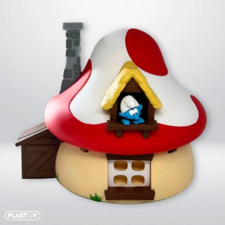 LES SCHTROUMPFS - TIRELIRE 15 CM - PLASTOY - MAISON CHAMPIGNON