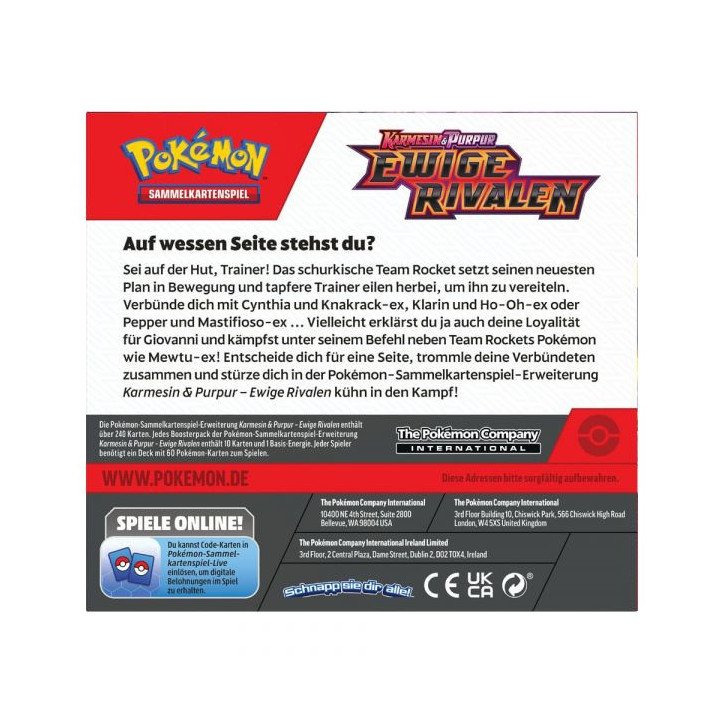 POKEMON - DISPLAY DE 36 BOOSTERS - KARMESIN AND PURPUR - EWIGE RIVALEN (DE)