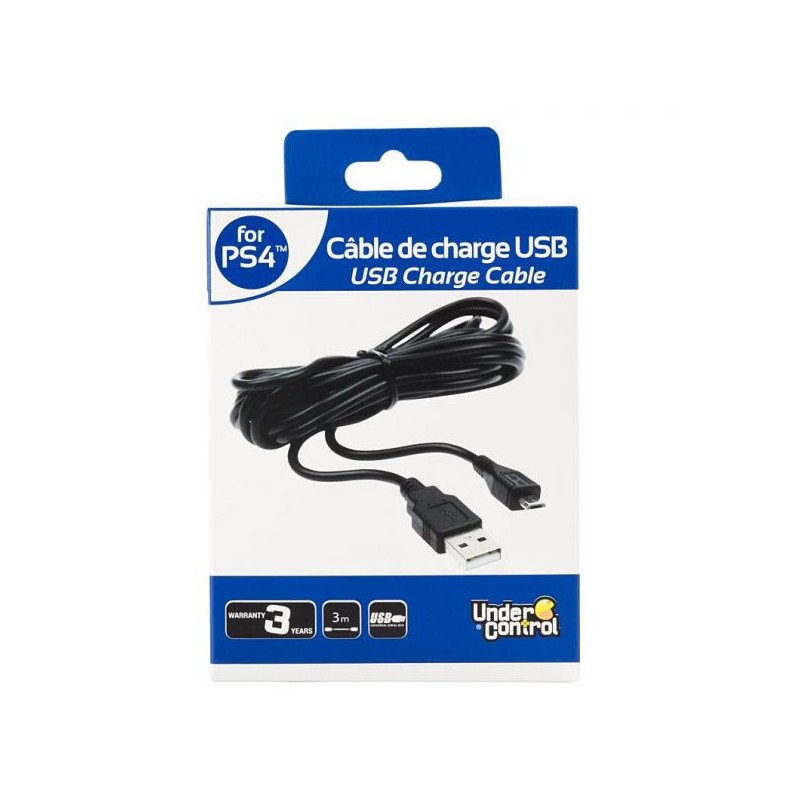 UNDER CONTROL - CABLE DE CHARGE MICRO USB 3M - PS4