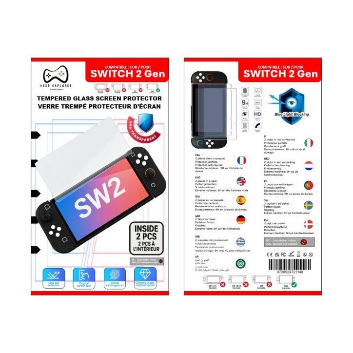 VERRE TREMPE PROTECTEUR D’ECRAN X2 PIECES - SWITCH 2