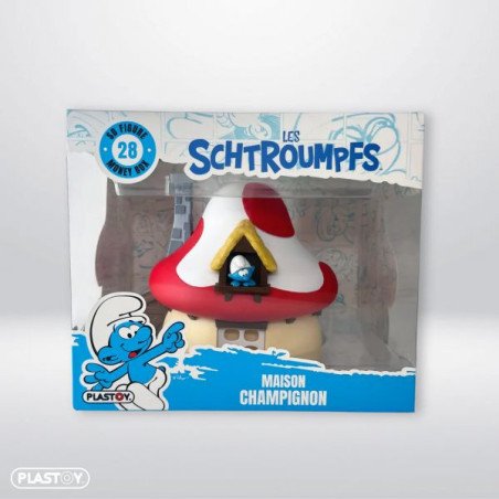 LES SCHTROUMPFS - TIRELIRE 15 CM - PLASTOY - MAISON CHAMPIGNON