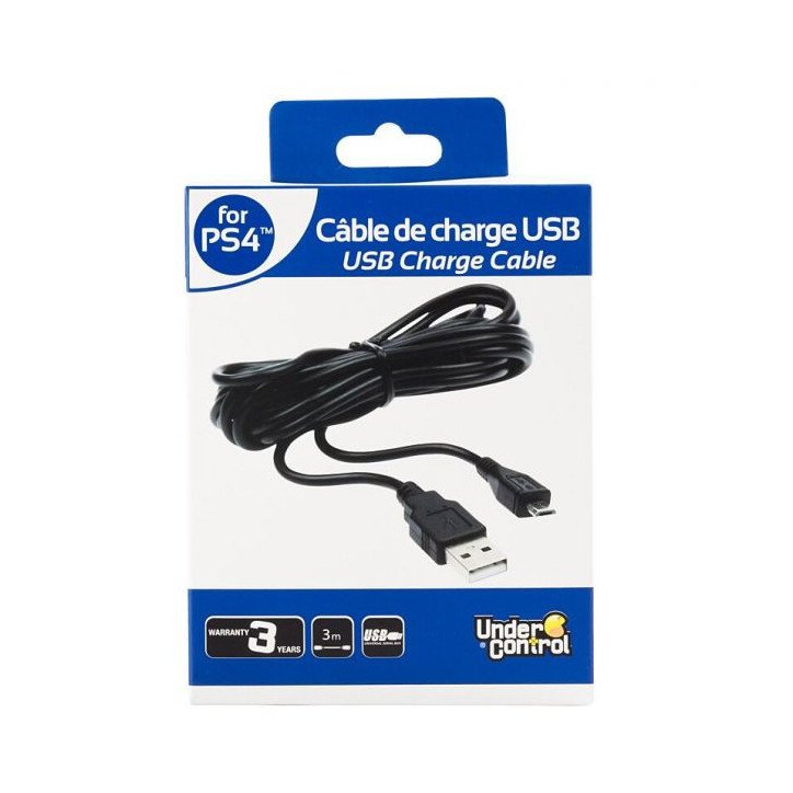 UNDER CONTROL - CABLE DE CHARGE MICRO USB 3M - PS4